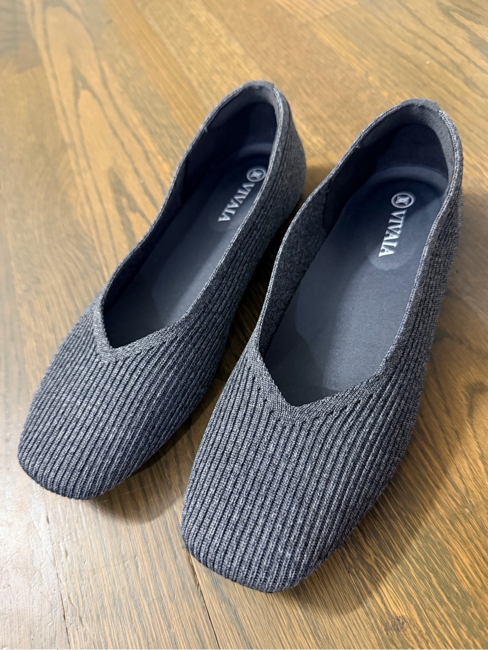 VIVAIA Women's Margot 2.0 Square-Toe Ballet Flats Grey Knit Ballet Flats EU 36